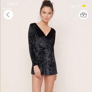 Garage long sleeve velvet skort romper